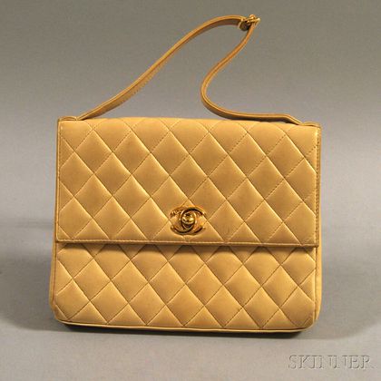 Chanel Camel-tone Quilted Lambskin Clutch
