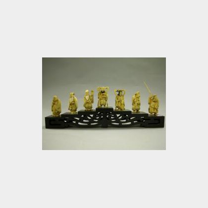 Group of Seven Japanese Carved Ivory Deities