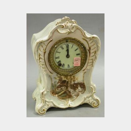 Royal Bonn Rococo-style Decorated Ceramic Mantel Clock. 
