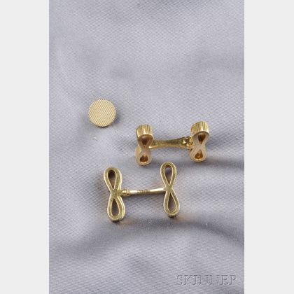 18kt Gold Cuff Links and Tie Tack, Van Cleef & Arpels, France