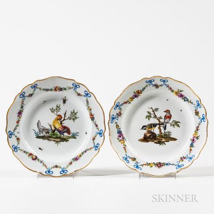 Pair of Meissen Porcelain Bird Plates