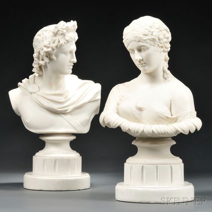 Two Classical Parian Portrait Busts