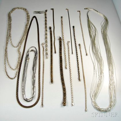 Group of Sterling Silver Necklaces and Bracelets