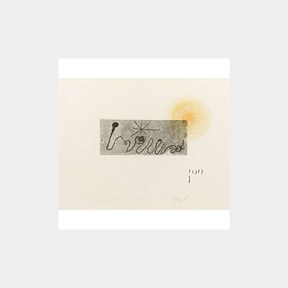 Joan Miro (Spanish, 1893-1983) Plate Nine from SANS LE SOLEIL, MALGRE LES AUTRES ASTRES, IL FERAIT NUIT