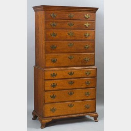 Chippendale Tiger Maple Chest on Chest