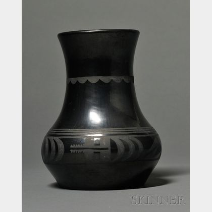 Southwest Black on Black Pottery Vase