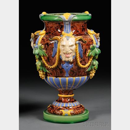 Minton Baroque-style Majolica Mantel Vase