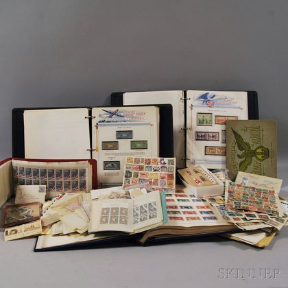 Collection of Postage Stamps, Albums, and First Day Commemorative Envelopes