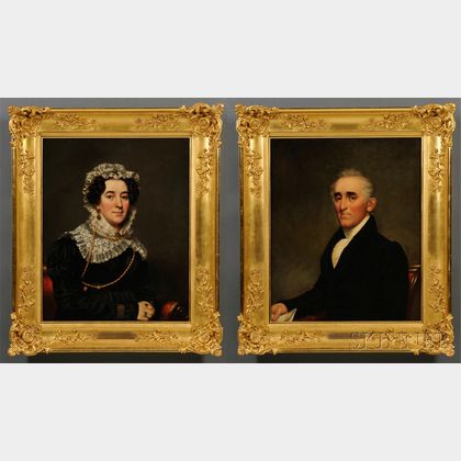 Attributed to Samuel Lovett Waldo (American, 1783-1861) Pair of Portraits of General Jonas Mapes and Elizabeth (Tylee) Mapes.