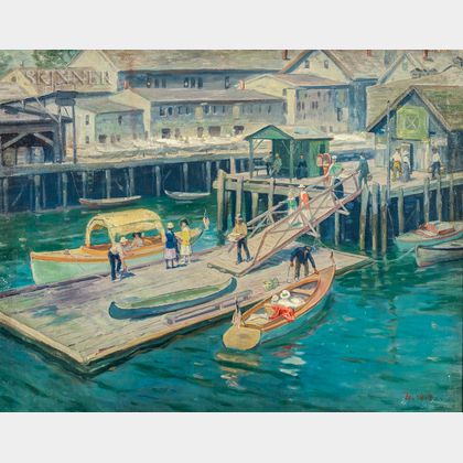 Frank Duveneck (American, 1848-1919) The Wharf at Gloucester Harbor