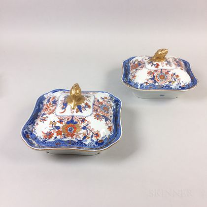 Pair of Spode Stone-China Covered Serving Dishes
