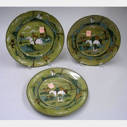Three Buffalo Pottery Deldare Ware "Fallowfield Hunt" Plates