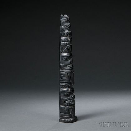 Haida Argillite Model Totem Pole