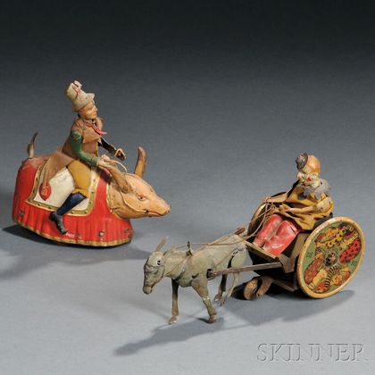 Two Lehmann Circus-themed Wind-up Tin Toys