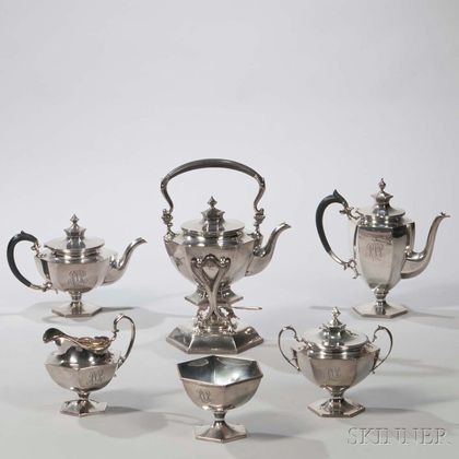 Six-piece Roger Williams Sterling Silver Tea and Coffee Service