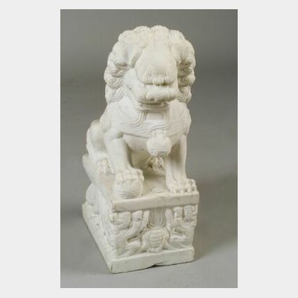 Chinese Carved Alabaster Foo Dog Figure