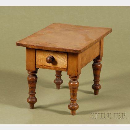 Miniature American Country Tiger Maple Single Drawer Table