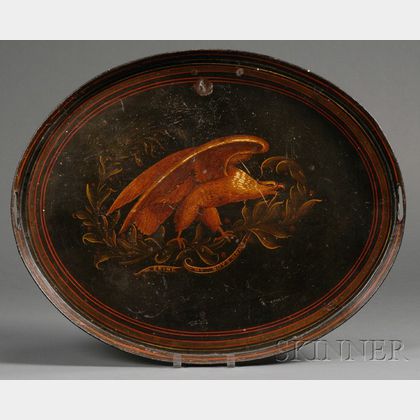 Paint-decorated Anti-War Tin Tray with Eagle