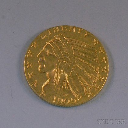1909 Indian Head Five Dollar Gold Coin