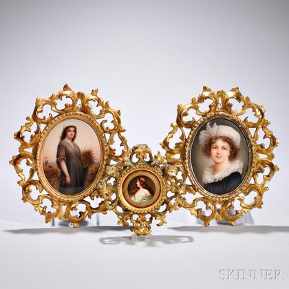 Three German Porcelain Portrait Plaques of Women