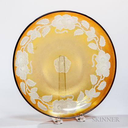 Tiffany Gold Favrile Decorated Low Bowl 