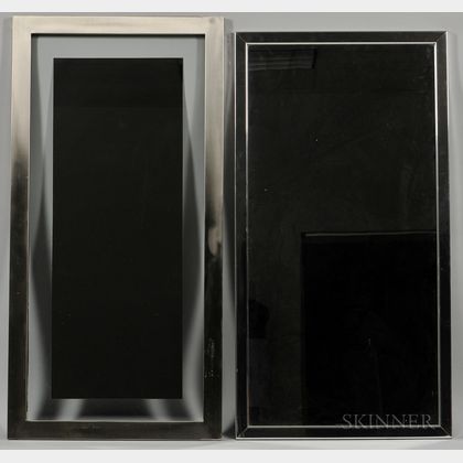 Two Contemporary Chrome-framed Mirrors