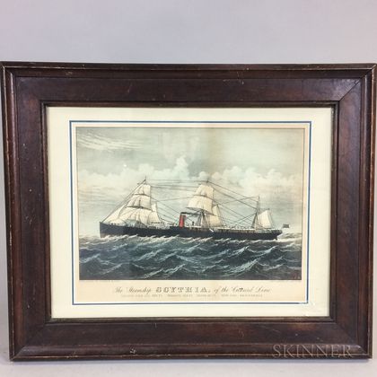 Framed Currier & Ives Print The Steamship Scynthia 