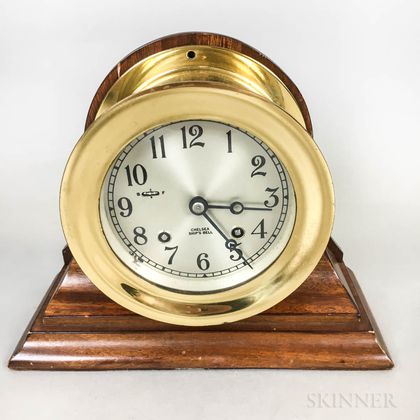 Chelsea Brass and Mahogany Ship's Bell Clock