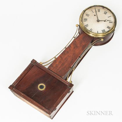 New England Wood-front Patent Timepiece or "Banjo" Clock