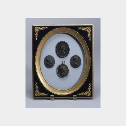 Four Wedgwood Black Basalt Portrait Medallions