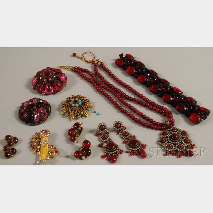Small Group of Assorted Red Stone Costume Jewelry