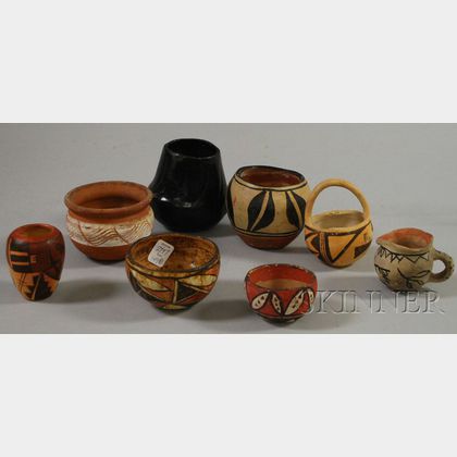 Eight Small Native American Pottery Items