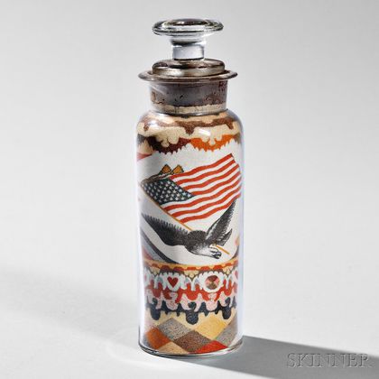 Andrew Clemens Sand Art Bottle with Eagle and Flag