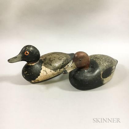 Two Polychrome Carved Wood Duck Decoys
