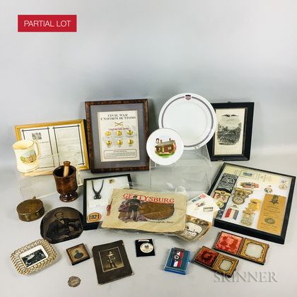 Group of GAR Pins, Cards, and Commemorative Plates