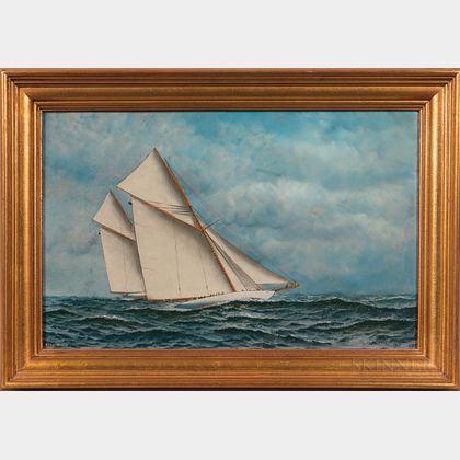 Antonio Nicolo Gasparo Jacobsen (Danish/American, 1850-1921) The Yawl Yacht Columbia