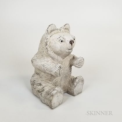 Folk Art Carved and White-painted Wood Polar Bear