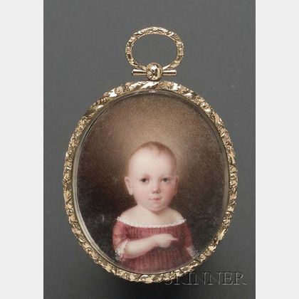 Portrait Miniature of a Baby in a Red Dress