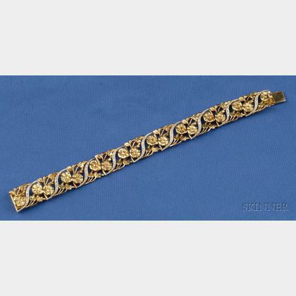 Art Nouveau 14kt Gold and Diamond Bracelet