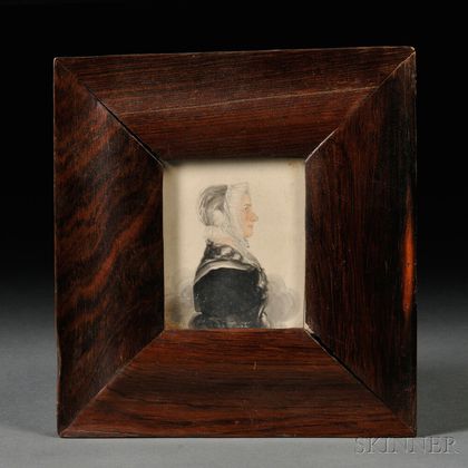 James Sanford Ellsworth (American, 1802/03-1874) Small Portrait of a Woman Wearing a Ruffled Bonnet
