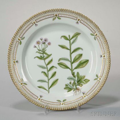 Twelve Royal Copenhagen "Flora Danica" Porcelain Large Plates