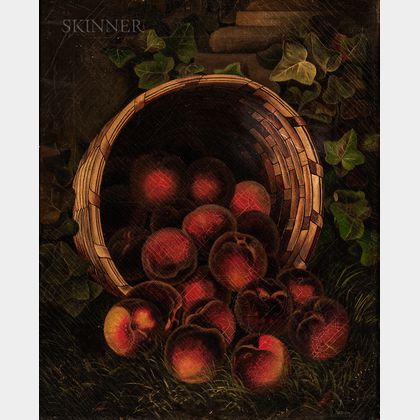 Attributed to William Mason Brown (American, 1828-1898) Overturned Basket of Peaches
