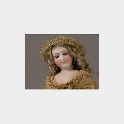 Smiling Bisque Swivel-Neck Lady Doll Attributed to Alexandre Dehors