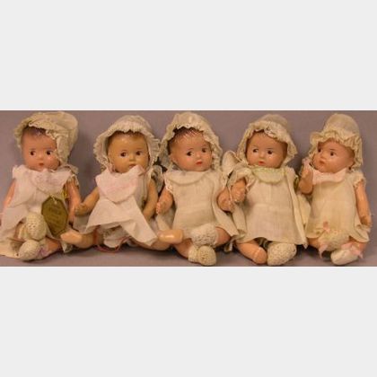 Five Composition Madame Alexander Dionne Quintuplet Baby Dolls