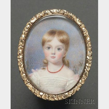 Portrait Miniature of a Girl wearing a Coral Necklace