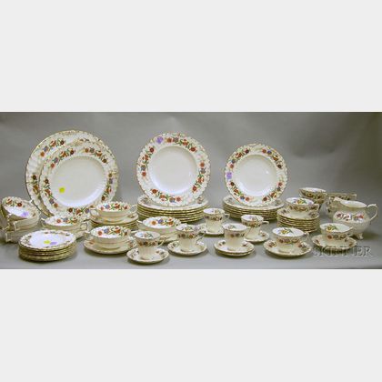 Sixty-nine Piece Royal Crown Derby Chatsworth Pattern Porcelain Partial Dinner Set. 