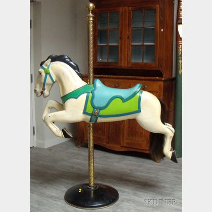Carved and Painted Wooden Jumper Carousel Horse