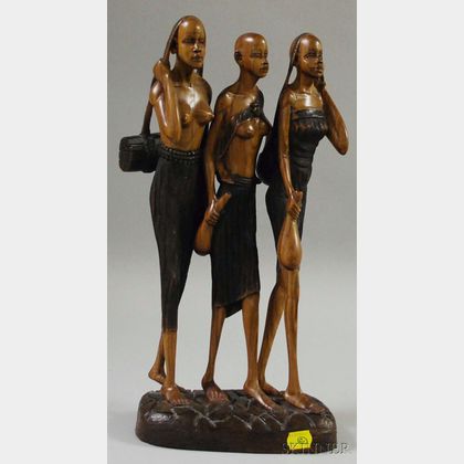 Decorative Masai Wooden Figural Group