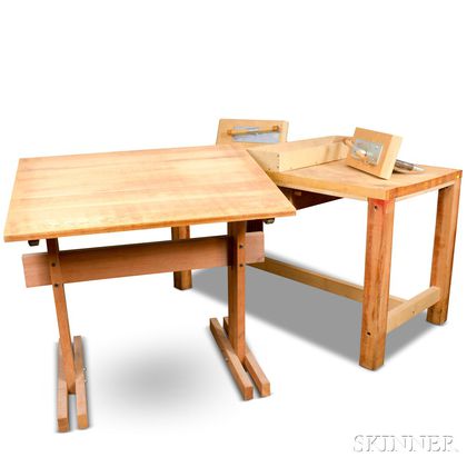 Oak Drafting Table and a Maple Work Bench