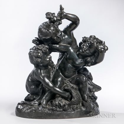 After Charles Raphael Peyre (French, 1872-1949) Bronze Group of Frolicking Putti